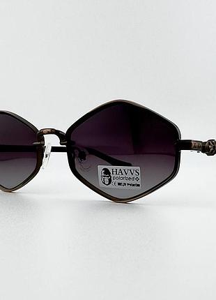 Солнцезащитные очки havvs hv68101 c polarized шестиугольные с поляризацией в бронзовой оправе