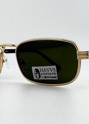 Сонцезахисні окуляри havvs hv68127 c polarized чоловічі в золотій металевій оправі, окуляри з поліризацією зелені