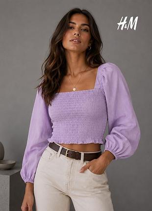 Нова трикотажна бузкова блуза з еластичним торсом h&m s