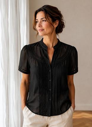 Блуза блузка из натуральной ткани шелк + хлопок от marks &amp; spencer