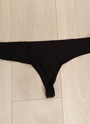 Трусики базовые стринги бесшовные бикини черные гладкие танга primark xl 2xl 14 16 42 44