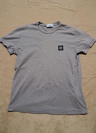 Stone island футболка серая с логотипом compass patch | premium casual