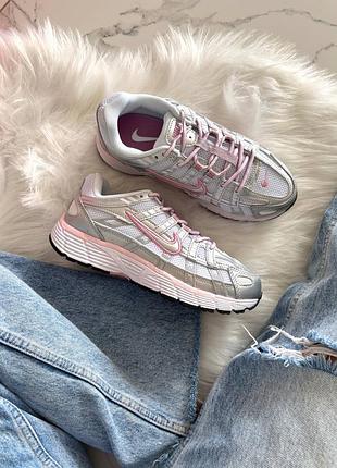 Стильные женские кроссовки nike p-6000 white elemental pink
