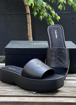 Шльопанці calvin klein на платформі з натуральної шкіри 38р