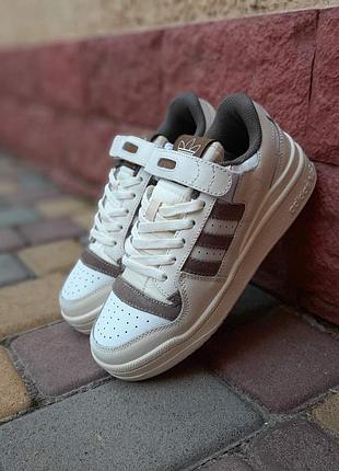 Adidas forum low бежеві з коричневим шкіразамша