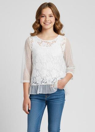 Детская праздничная белая блузка abercrombie &amp; fitch