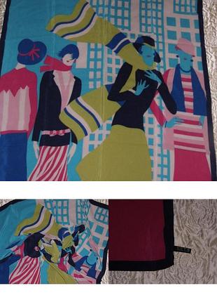 Винтажный шелковый платок с арт-принтом (pop art / memphis style)80х85 см/ - германия