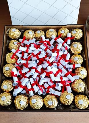 Подарочный бокс с конфетами ferrero и 101 причиной чего я тебя люблю для девушки или парня в день влюбленных 8 марта (ar427)