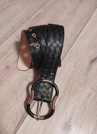 Широкий плетений ремінь на талію з акцентною пряжкою (стиль bottega veneta)