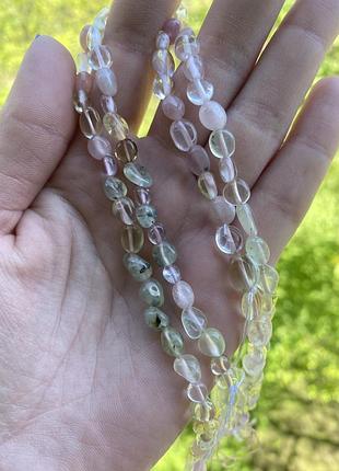 Микс галтовки розовый кварц рутиловый кварц цитрин горный хрусталь нитка заготовка