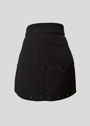 Юбка, zara basic, с декоративными заклепками, размер s, юбка мини, мини, черная, женская юбка