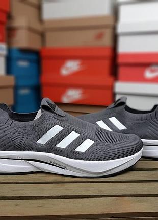 Adidas slip-on lightstreet pro flow тапкі мокасіни сліпони темно сірі