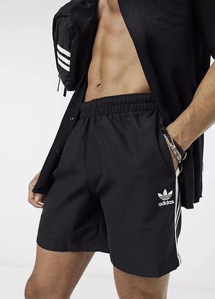 Adidas prime green 3-stripes nylon black shorts m size