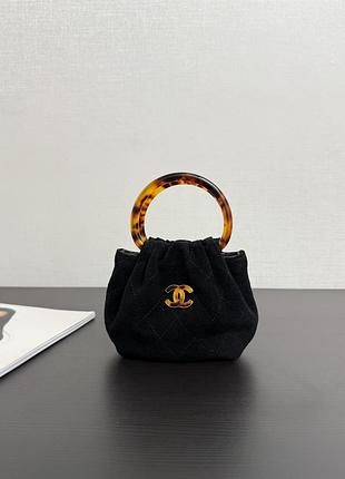 Черная женская мини-сумка шанель chanel