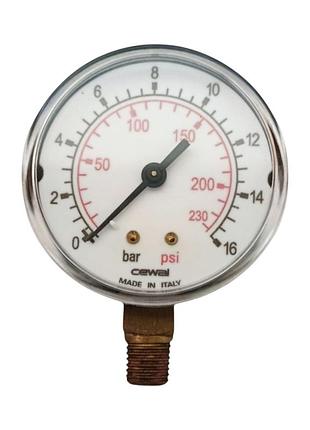 Манометр cewal м 63 1/4" 16 барів вертикальний.