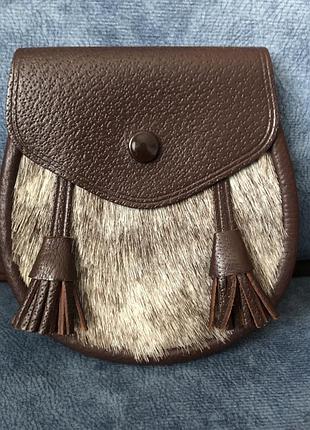 Віскі / колекційний шотландський спорран (сумочка на пояс) made in scotland / натуральна шкіра та хутро