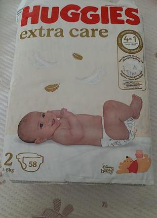 Подгузники huggies extra care 2 (58 шт) новые