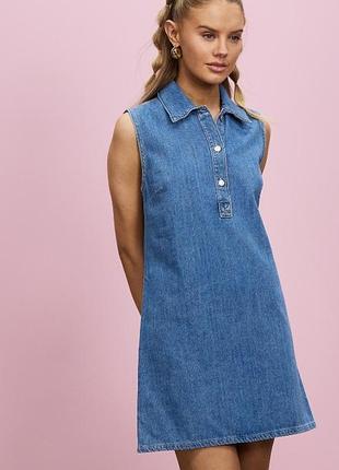 Джинсовый сарафан платье поло topshop,s-m