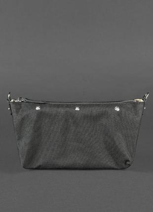 Кожаная плетеная женская сумка пазл s угольно-черная4 фото