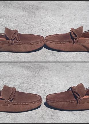 Мокасины zara замша, в перфорированную поверхность и декоративные завязки