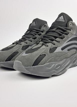 Adidas yeezy boost 700 высокие темно серые с черным