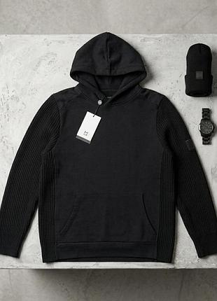 Чоловіче чорне худі river island (комбінована в'язка) | розмір m