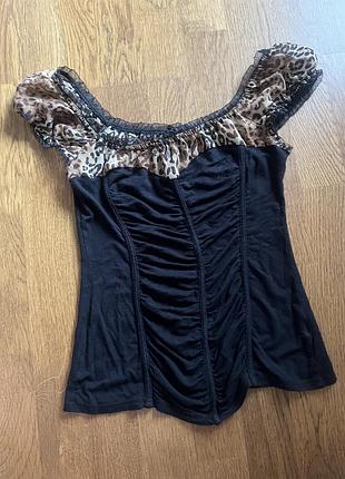 Футболка y2k леопардова vintage goth alt альт готика