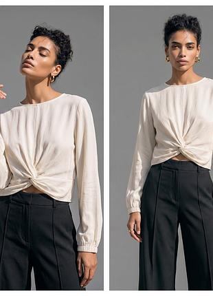 Молочная летняя блуза с рукавом топ bershka