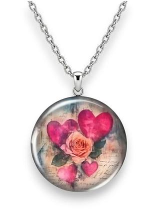 Серебристый кулон «amantium somnium» из титановой стали и акрила, 3.3 см, 45+5 см