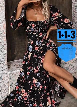 🥰 довга сукня в квітковий принт з розрізом shein xl