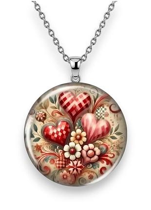 Сріблястий кулон «amor aeternus» з титанової сталі та акрилу, 3.3 см, 45+5 см