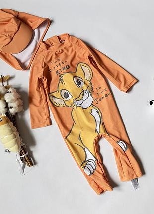 🦁 пляжний сонцезахисний костюм george disney simba + панамка 6–9 міс