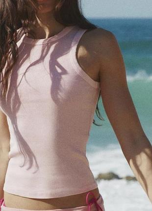 Майка рожева з вареним єфектом zara  s з бавовни