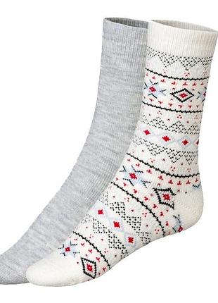 Термо-носки 2 пары утепленные мехом для женщины esmara lycra® 427829 39-42 белый, серый