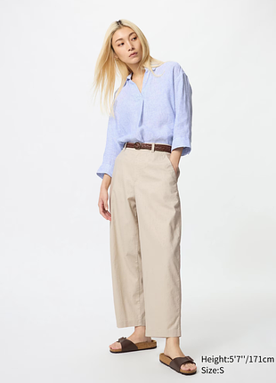 Брюки из льна и хлопка зауженного кроя uniqlo
