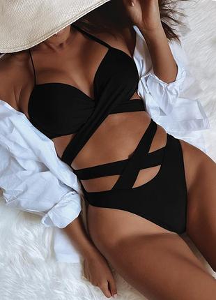 Красивый раздельный купальник в в черном цвете s,m,l m