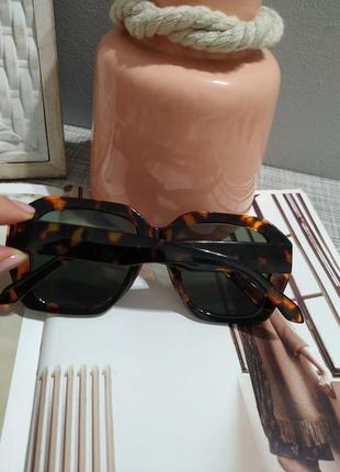 Большие качественные очки квадратные леопардовые зеленые имиджевые солнцезащитные окуляри6 фото