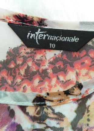 2 вещи по цене 1. шикарная шифоновая блуза с длинным рукавом в цветы internacionale. размер s3 фото