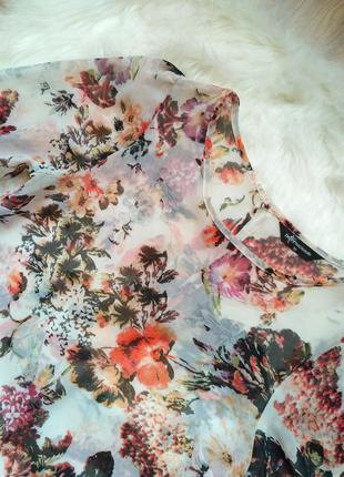 2 вещи по цене 1. шикарная шифоновая блуза с длинным рукавом в цветы internacionale. размер s4 фото