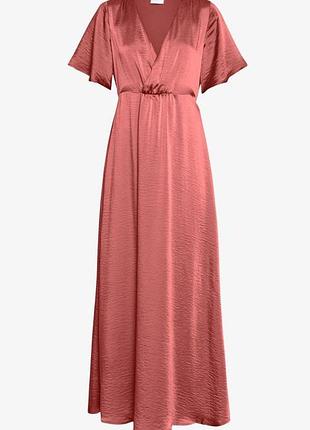 Сукня vila clothes р. 40 довга атласна святкова ошатна імітує запах