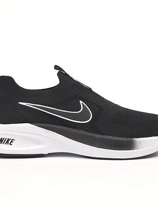 Nike free run тапочки мокасины слипоны черные с белым