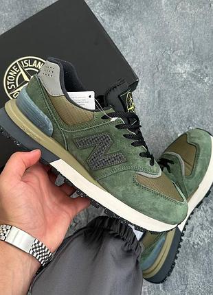 Мужские кроссовки new balance x stone island 574 legacy dark green