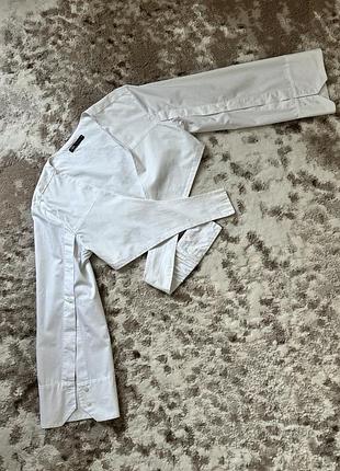 Біла блуза сорочка на запах цікавий крій щільний котон zara xs