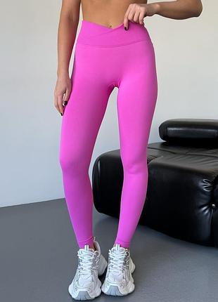 Спортивные женские леггинсы soft sq с эффектом визуальной коррекции фигуры push up v пояс (розовые) xxl