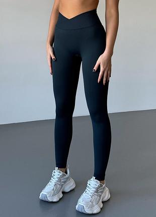 Спортивные женские леггинсы soft sq с эффектом визуальной коррекции фигуры push up v пояс (темно-зеленые) m