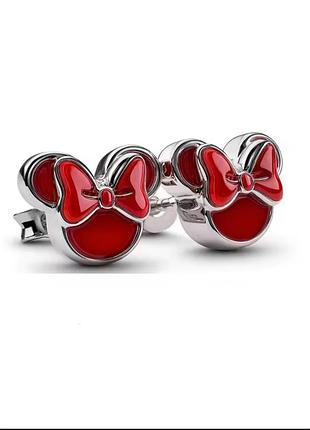 Серьги микки маус красные,серьги серебряные