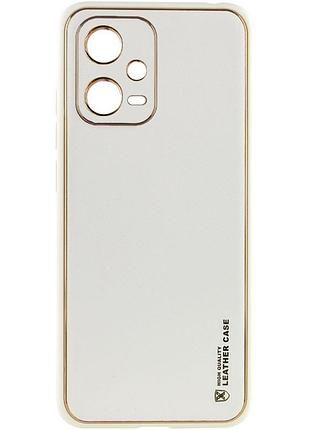 Шкіряний чохол xshield для xiaomi poco x5 5g / redmi note 12 5g білий / white