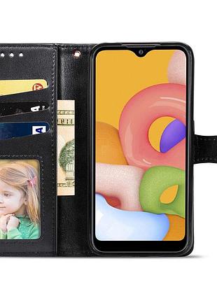 Кожаный чехол-книжка getman gallant (pu) для oppo a58 4g черный