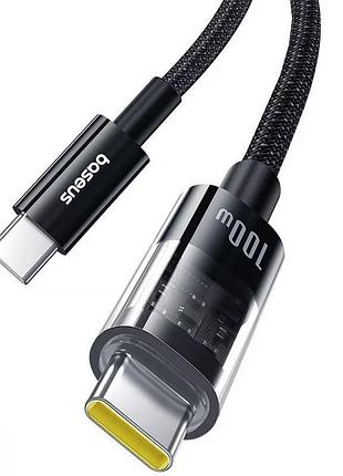 Дата кабель baseus gem fast charging type-c to type-c 100w (2m) (p10373000111-01) cluster black 2