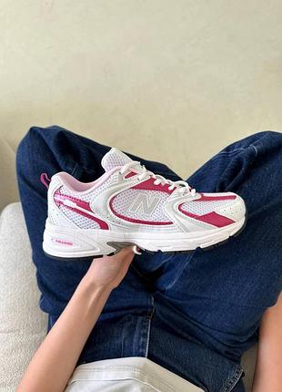 Женские кроссовки new balance 530 нью баланс 530 белые розовые легкие и удобные для спорта